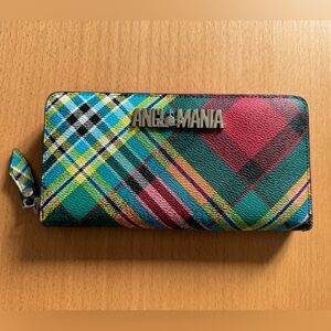 Vivienne Westwood Angromania Shuka Tartan Long Wallet, Round Zipper, Green